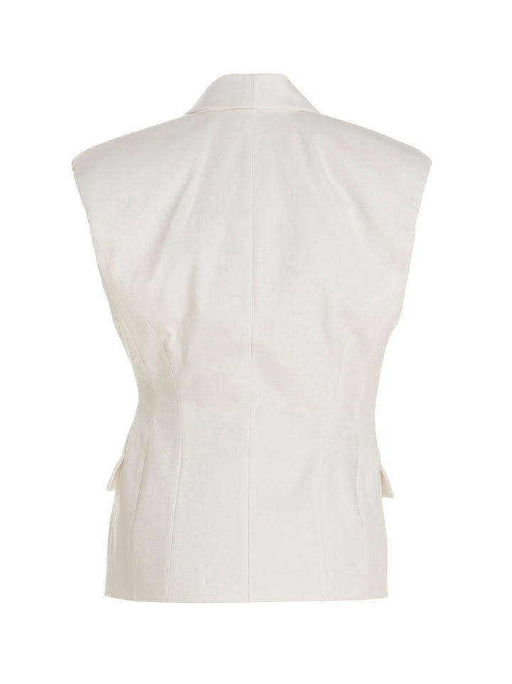 Padded Shoulders Vest Gilet White