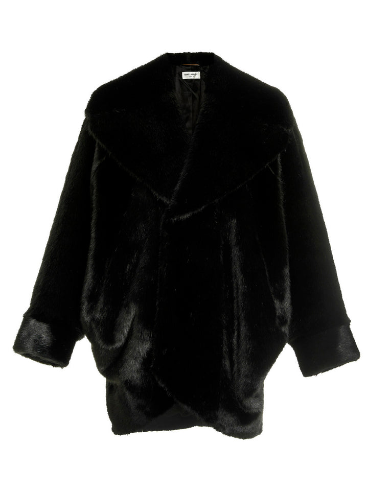 Oversize Faux  Coat Fur Black