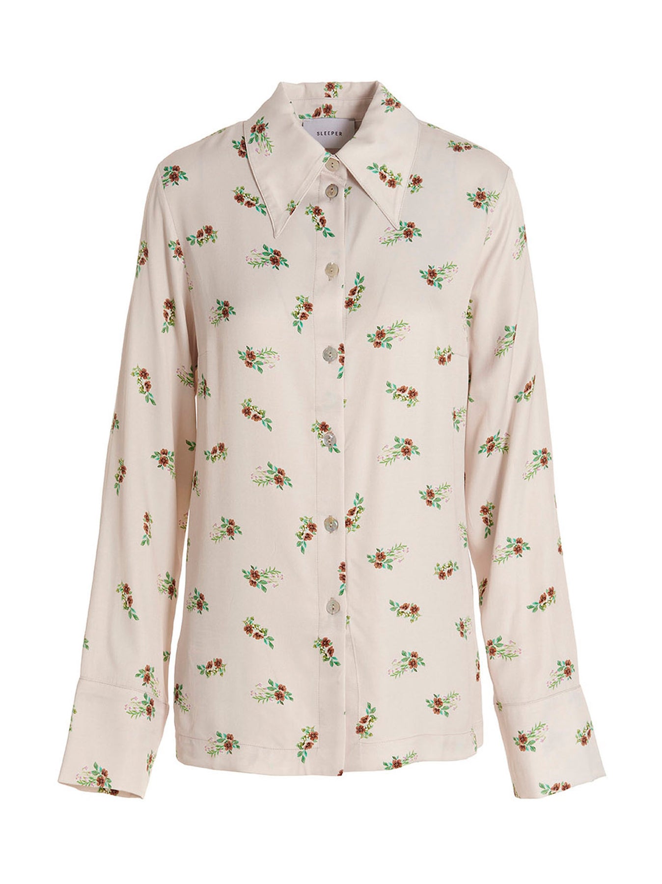 Shop Sleeper 'blossom' Shirt In Beige