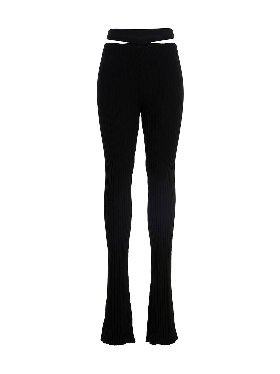 Ribbed Flared Trousers Pants Black