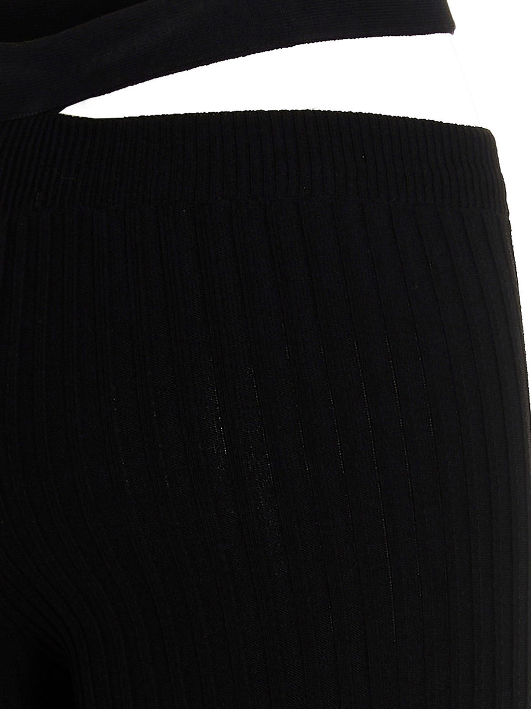 Ribbed Flared Trousers Pants Black