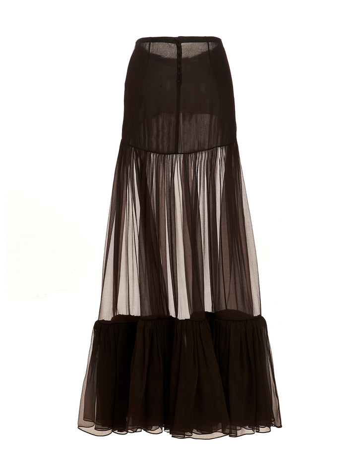 Flounced Long Skirt Skirts Brown