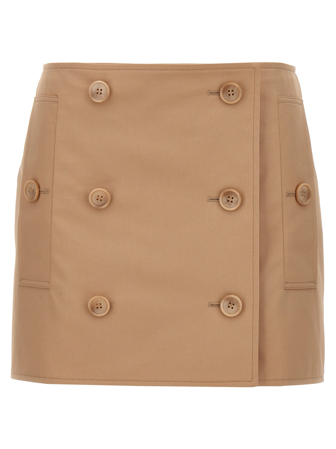 Button Cotton Skirt Skirts Beige