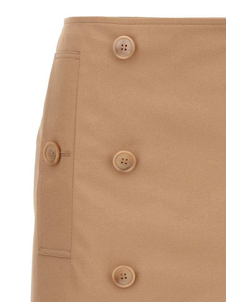 Button Cotton Skirt Skirts Beige