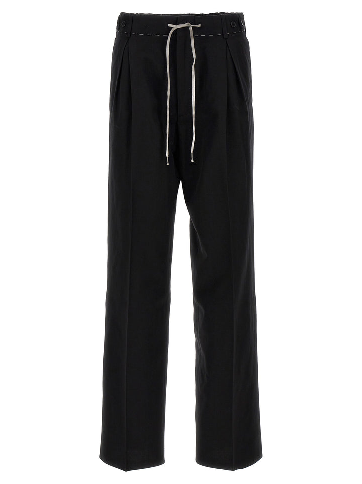 Drawstring pants with front pleats