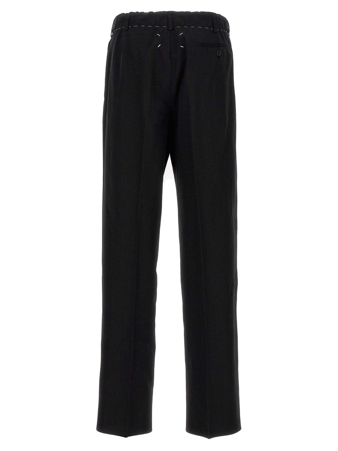 Drawstring pants with front pleats