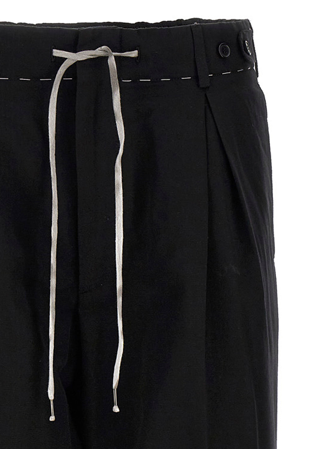 Drawstring pants with front pleats