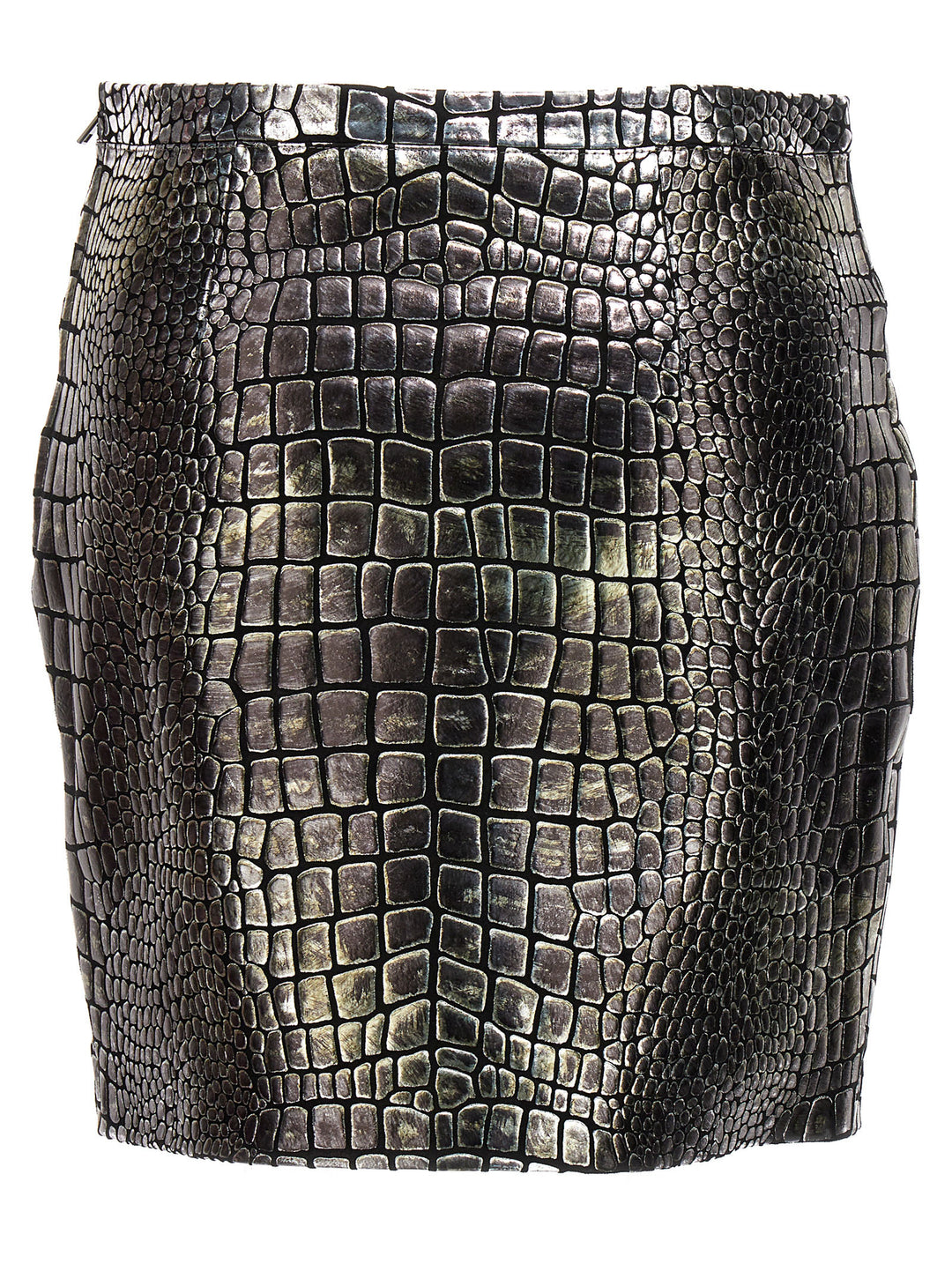 Laminated croc skirt