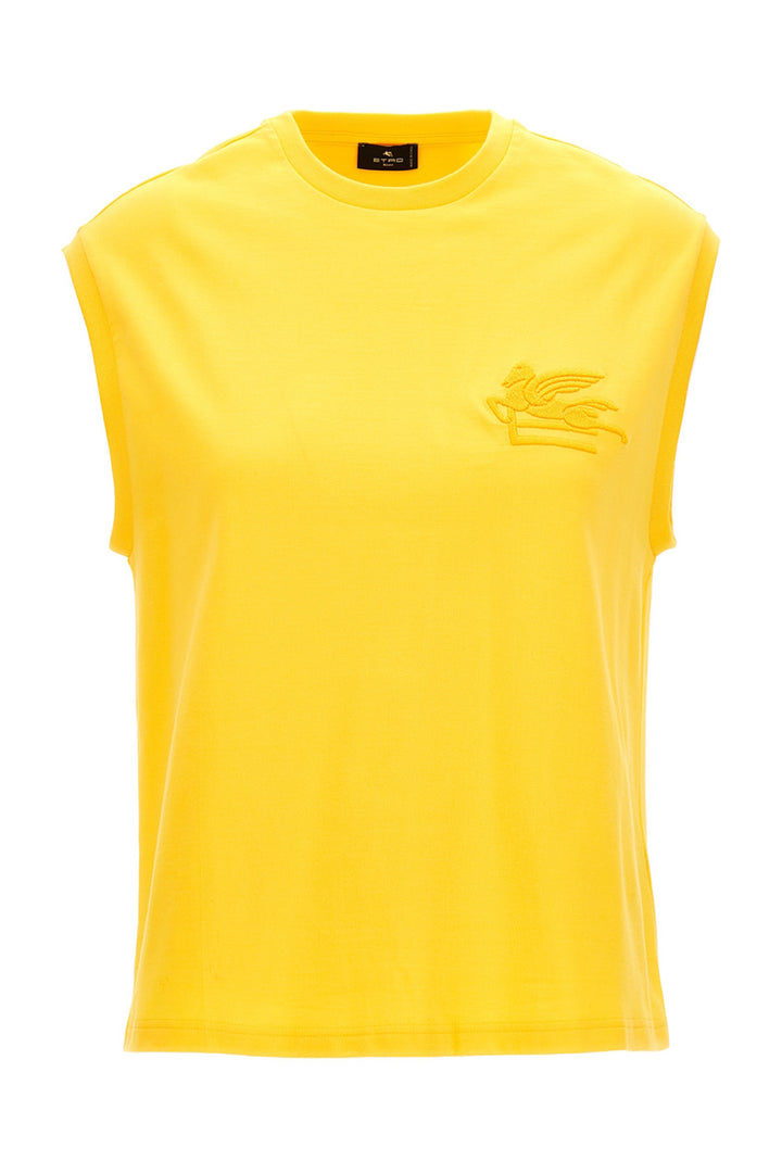 Logo Embroidery Tank Top Tops Yellow