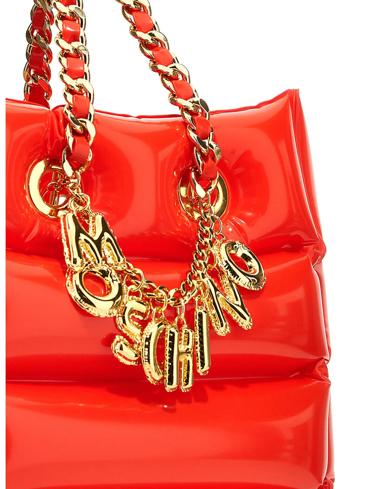 Removable Logo Charms Shopping Bag Tote Bag Red