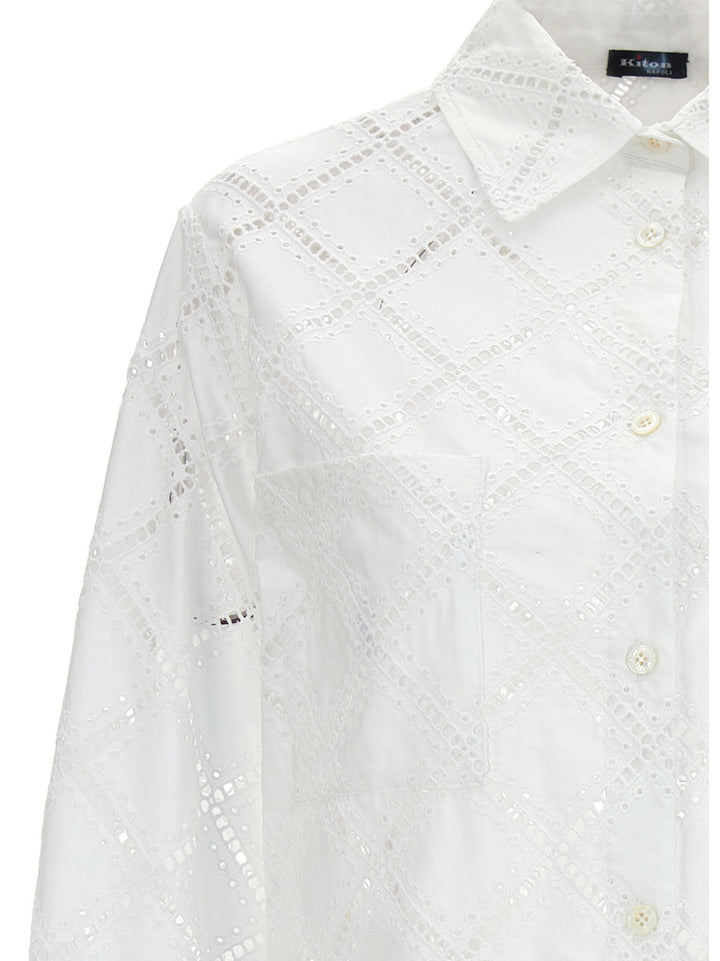 Openwork Cotton Shirt Shirt, Blouse White