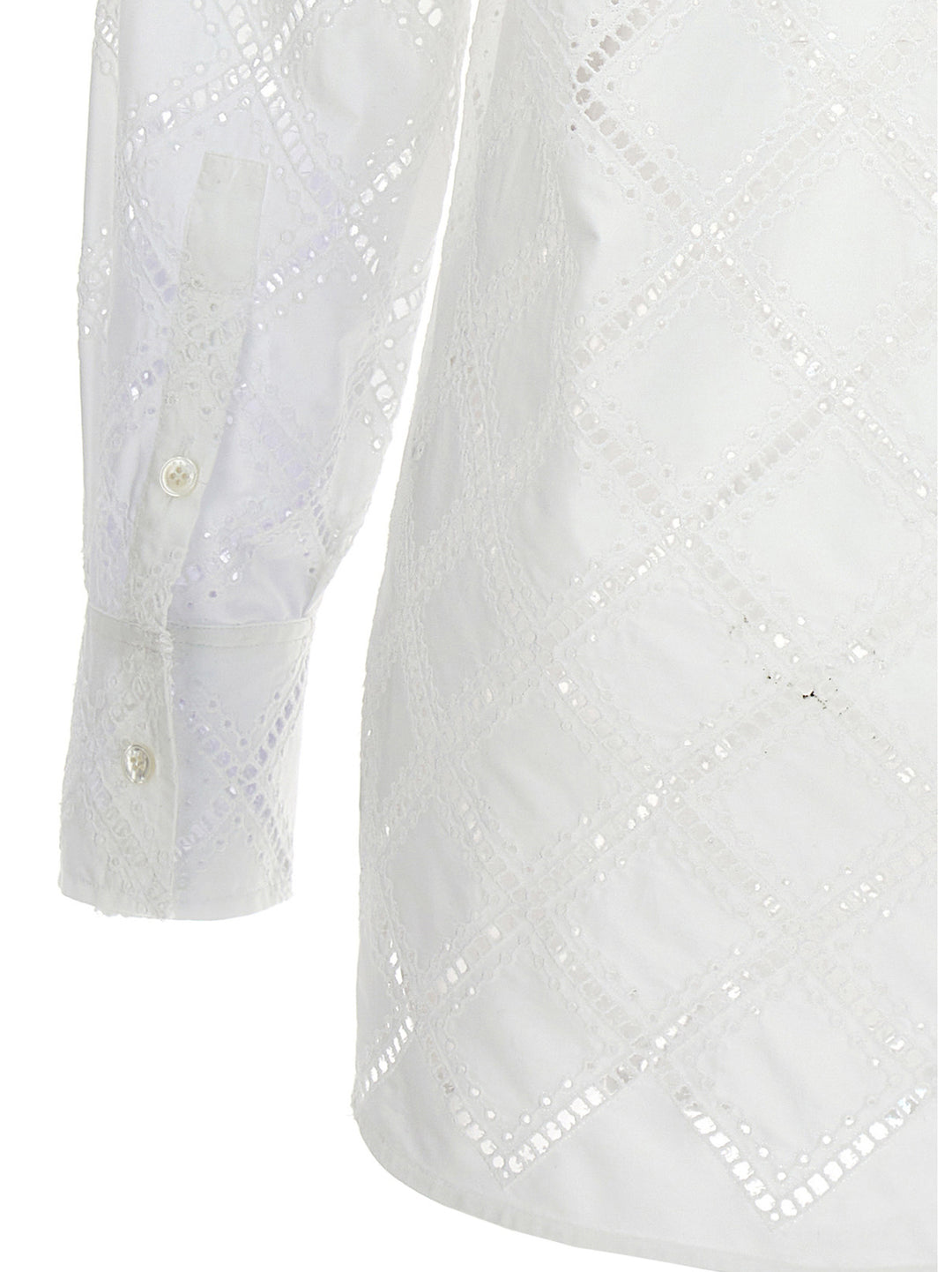 Openwork Cotton Shirt Shirt, Blouse White