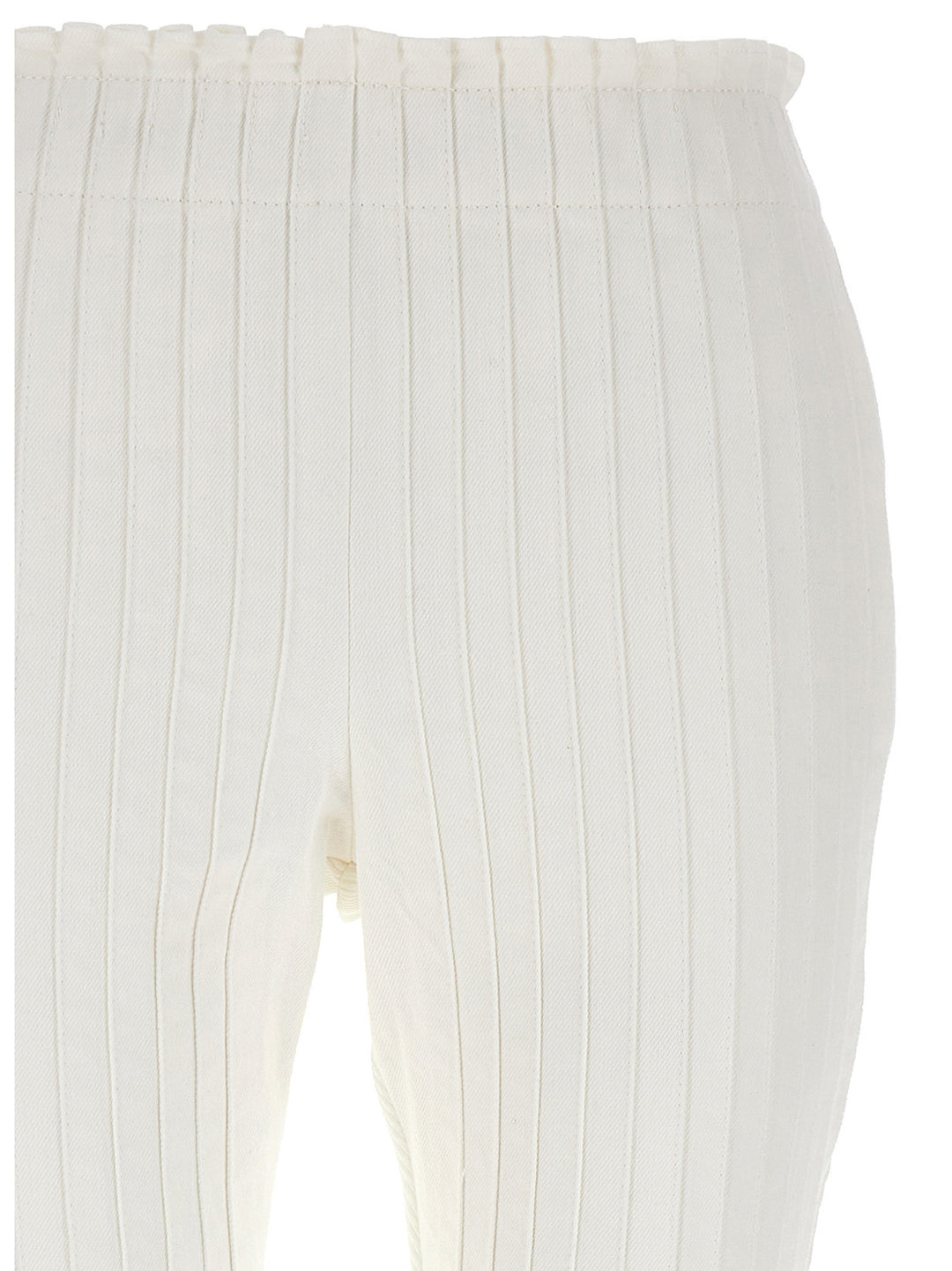 Ribbed Pleated Pants White