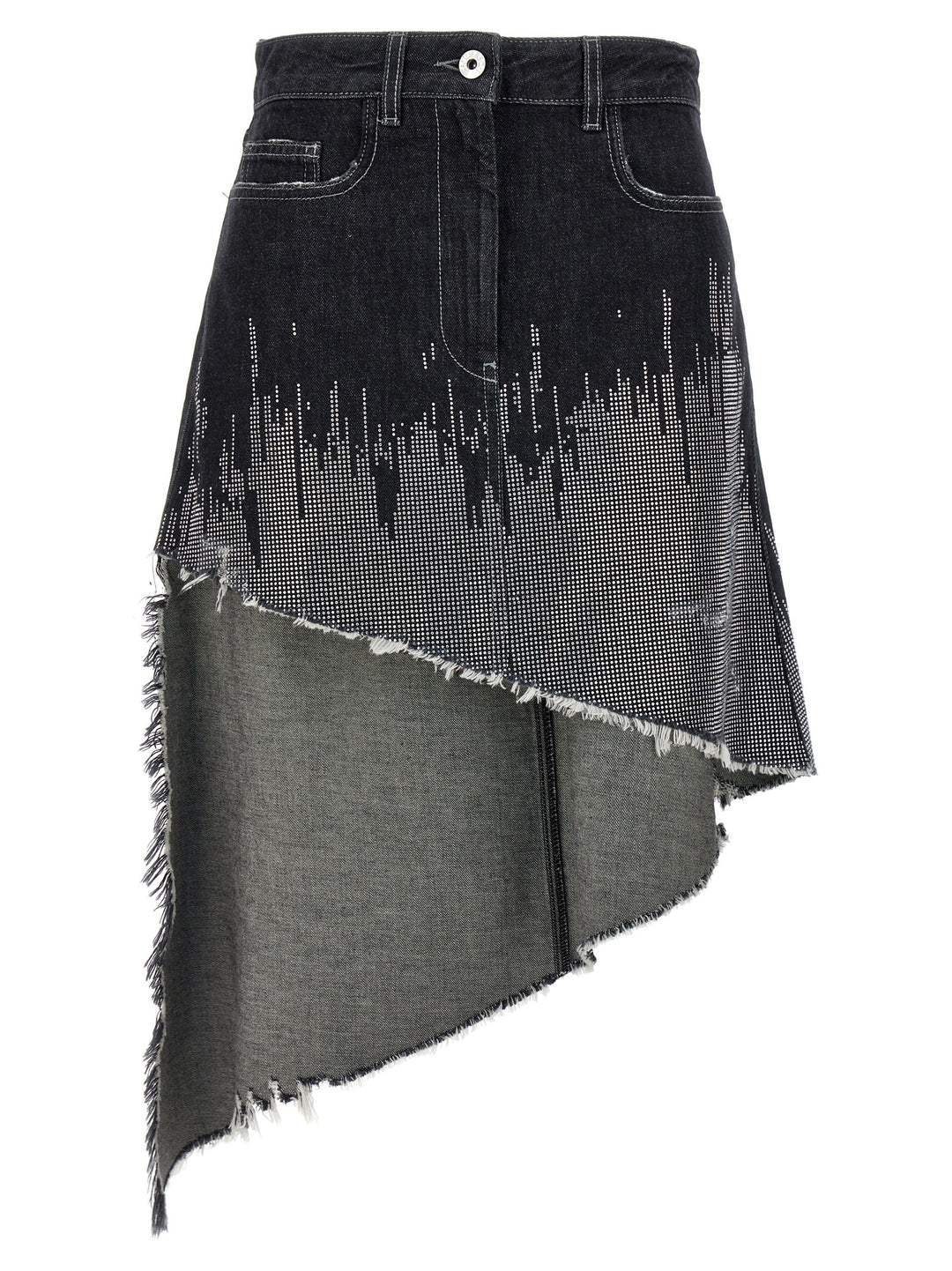 Sequin Asymmetric Denim Skirt Skirts Gray