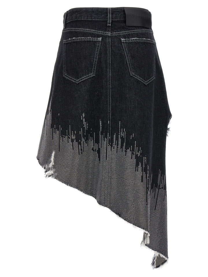 Sequin Asymmetric Denim Skirt Skirts Gray