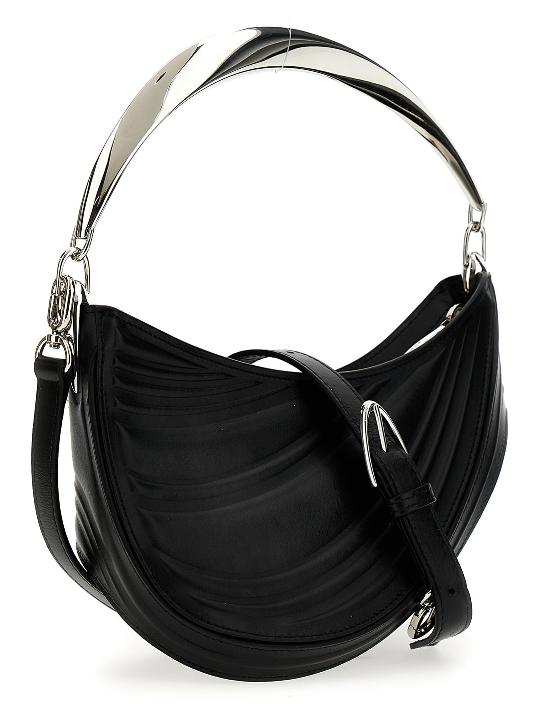 Small Embossed Spiral Curve 01 Hand Bags Black