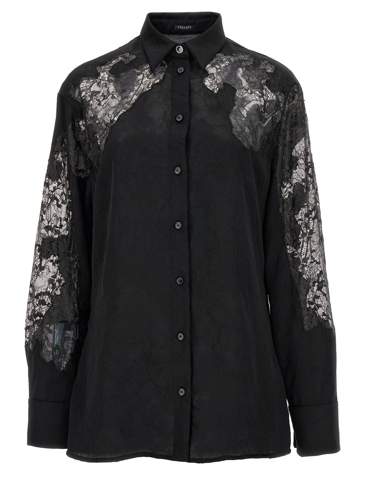 Satin Lace Shirt Shirt, Blouse Black