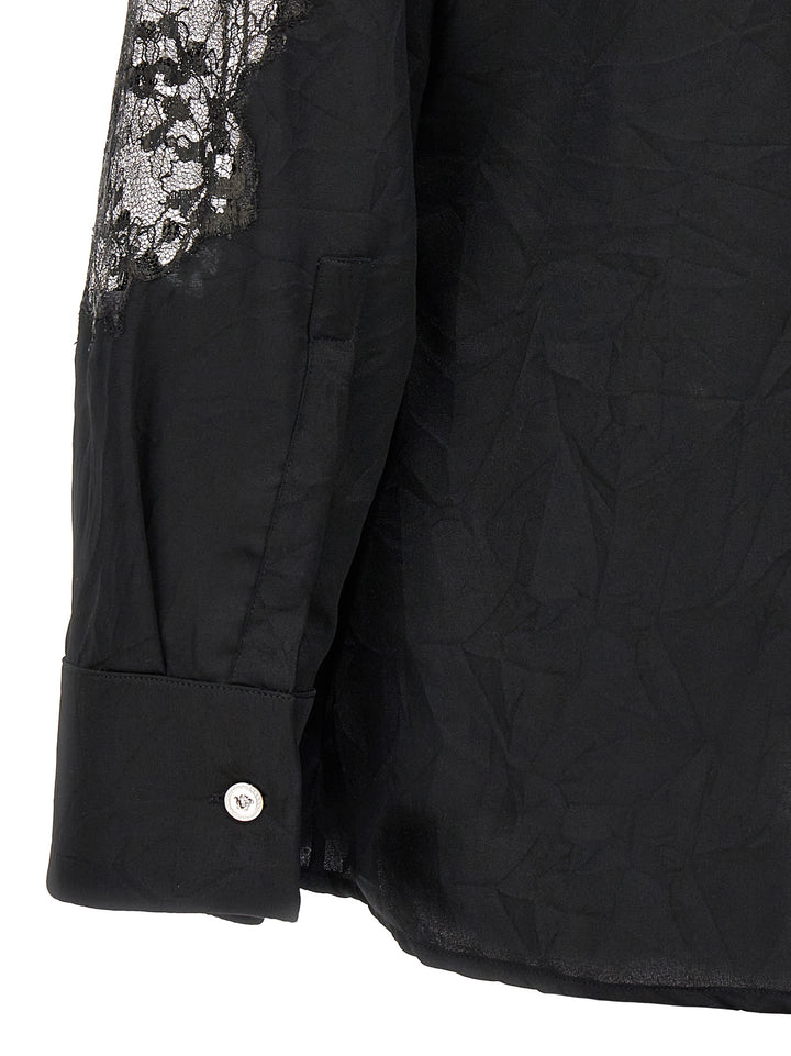 Satin Lace Shirt Shirt, Blouse Black