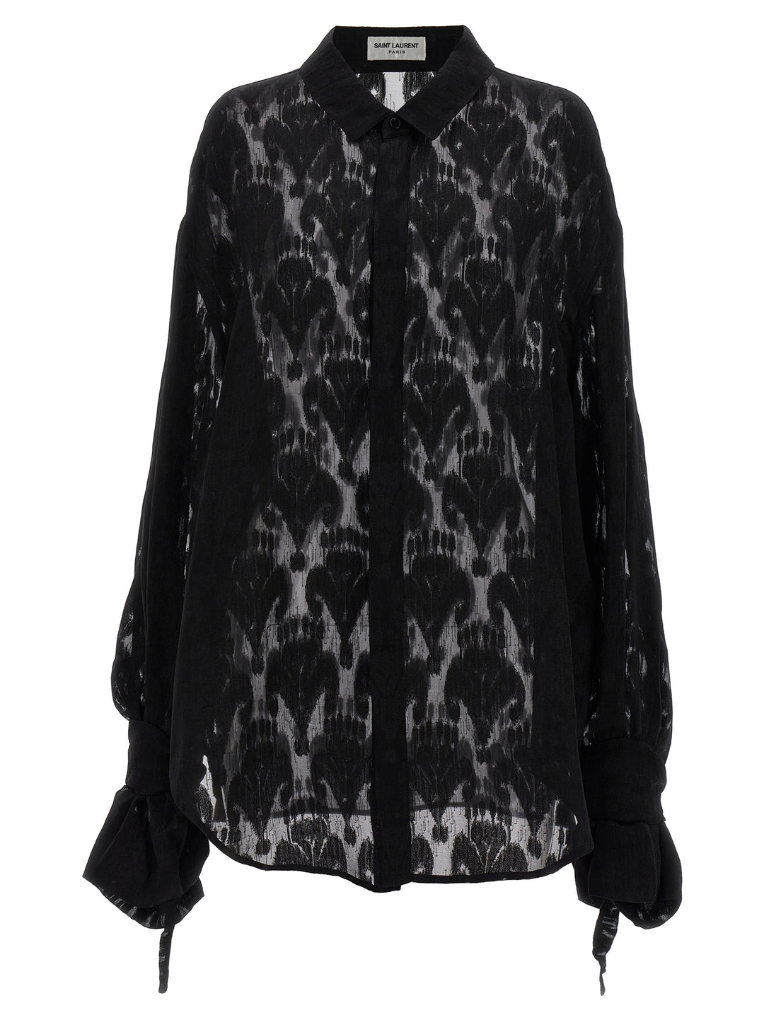 Transparent Silk Pattern Shirt. Shirt, Blouse Black