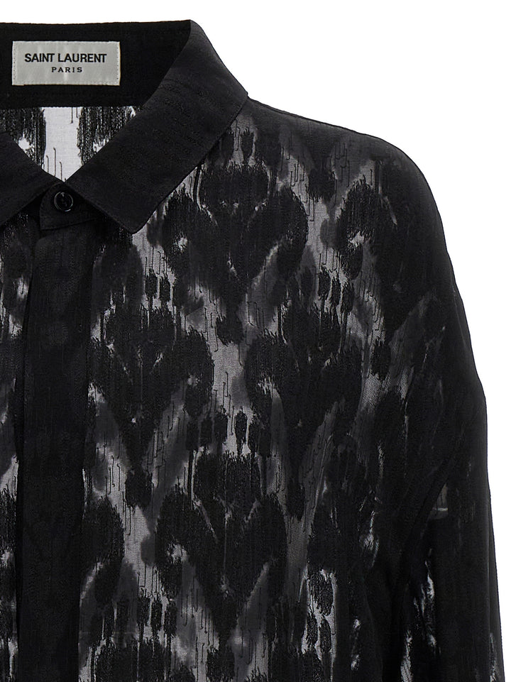 Transparent Silk Pattern Shirt. Shirt, Blouse Black