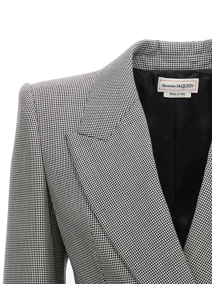 Double-Breasted Houndstooth Blazer Jackets White/Black