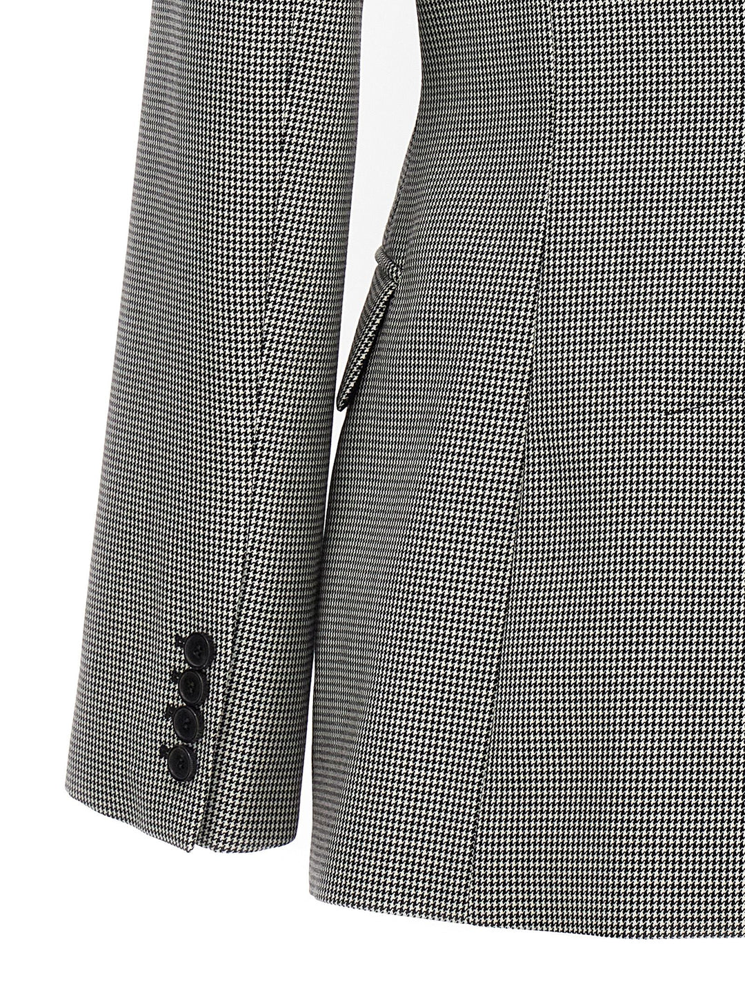 Double-Breasted Houndstooth Blazer Jackets White/Black