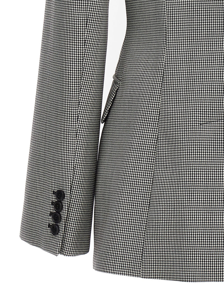 Double-Breasted Houndstooth Blazer Jackets White/Black