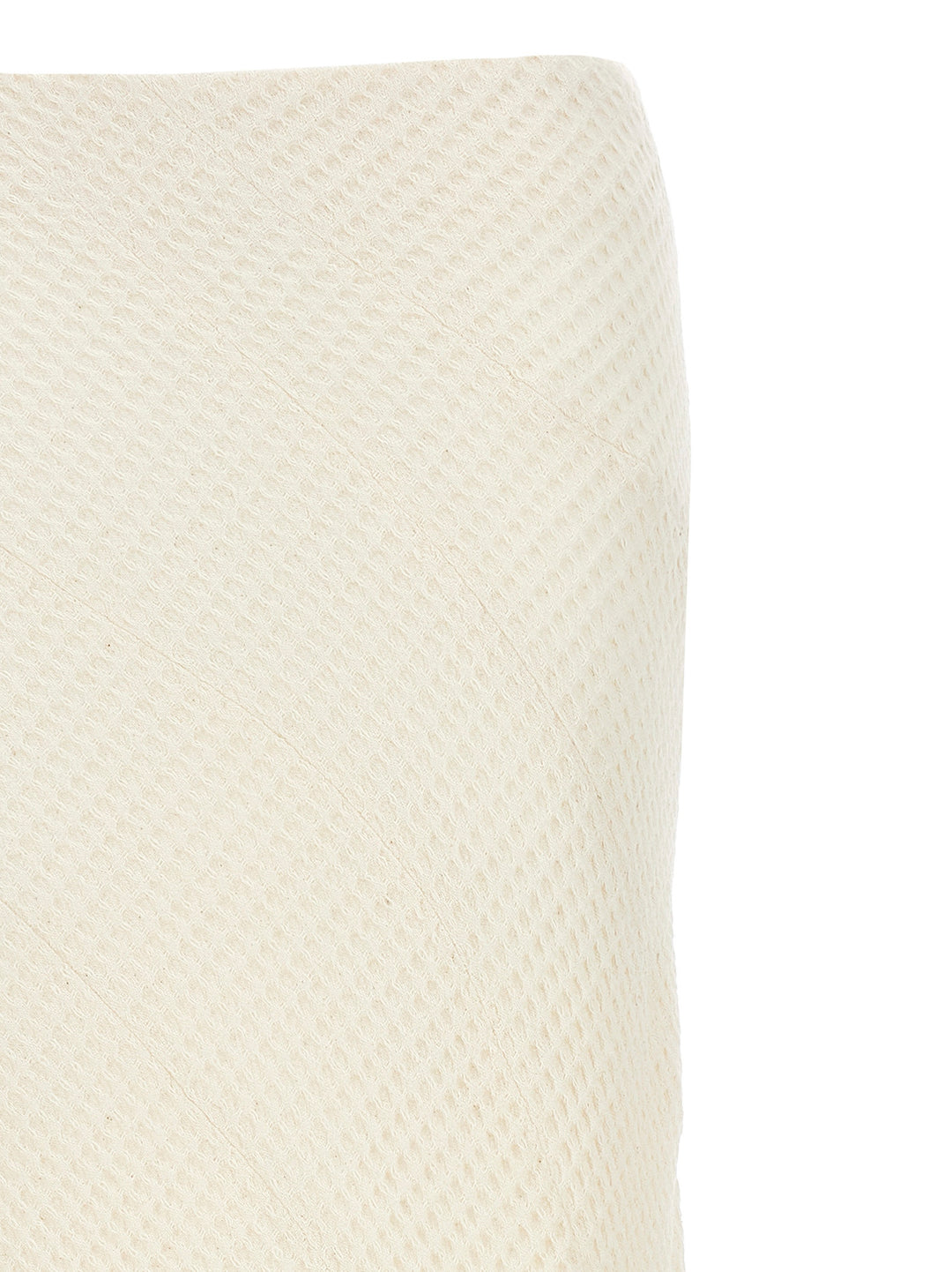 Waffle Weave Textured Long Skirt Skirts White