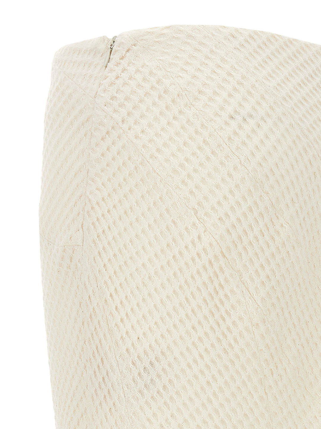 Waffle Weave Textured Long Skirt Skirts White