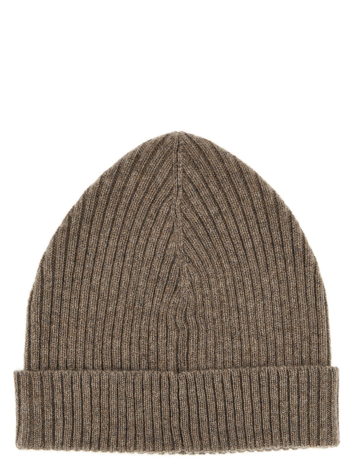 English Ribbed Beanie Hats Beige