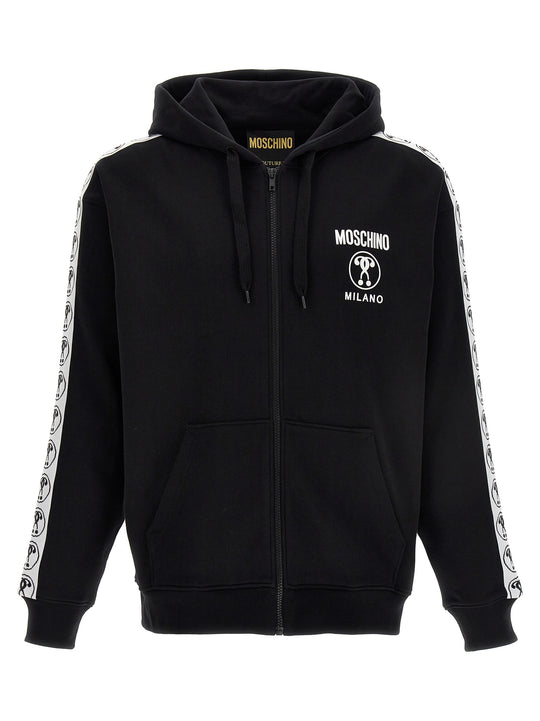 Double Question Mark Hoodie Sweatshirt White/Black