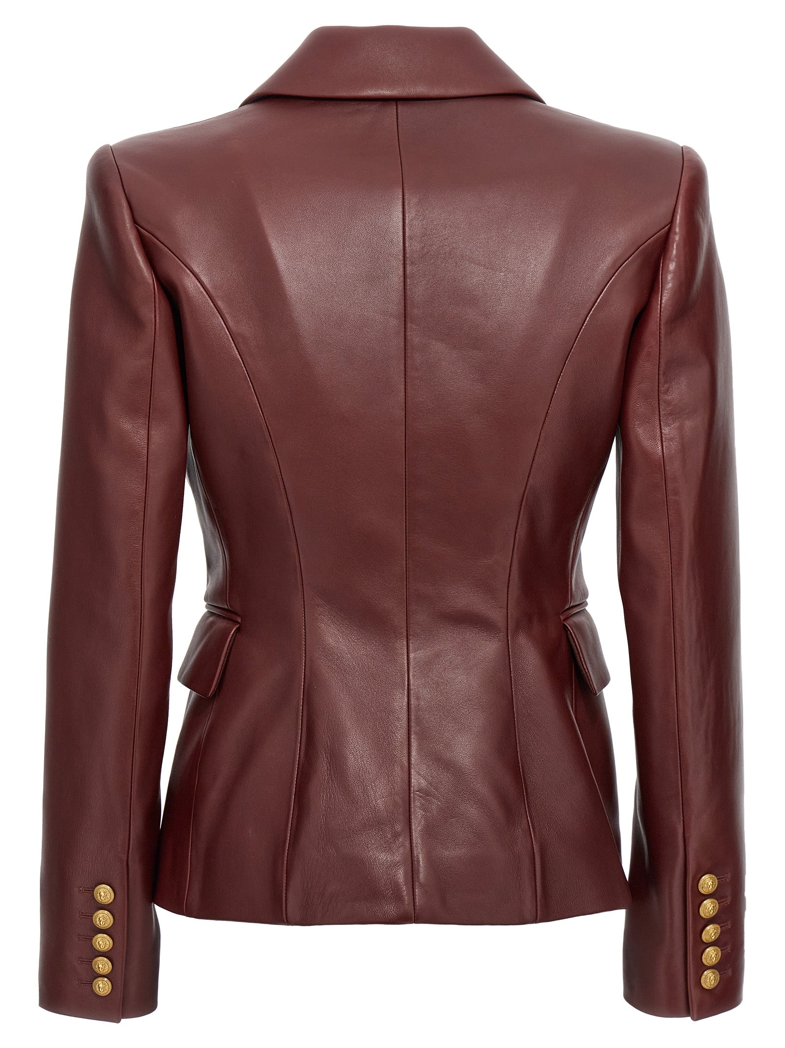 Double-Breasted Leather Blazer Jacket Jackets Bordeaux