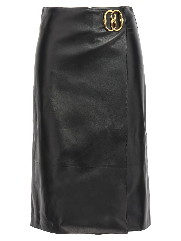 Logo Leather Skirt Skirts Black