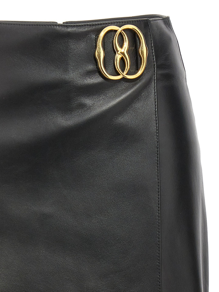 Logo Leather Skirt Skirts Black