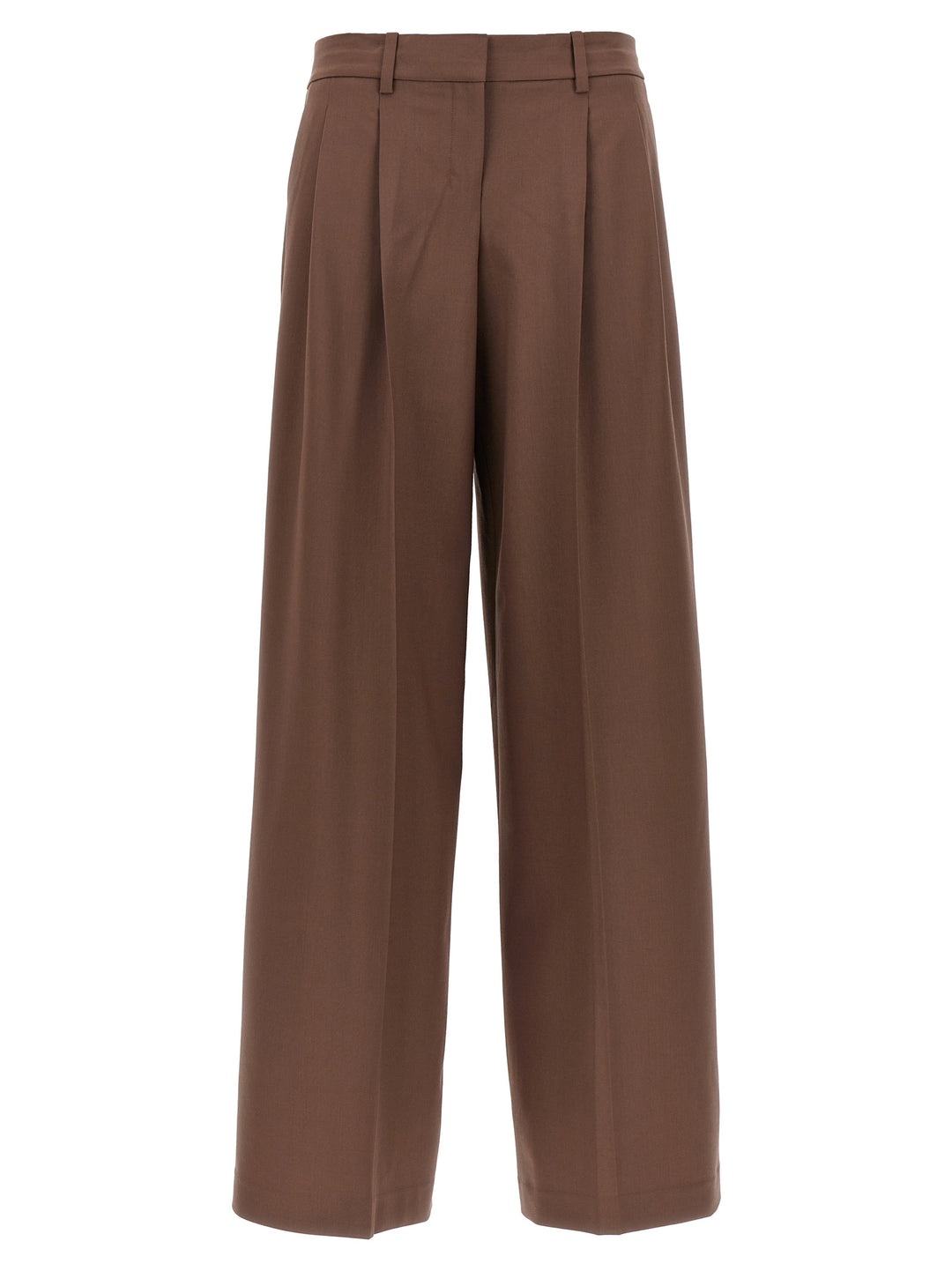 Low Rise Pleated Pants Brown