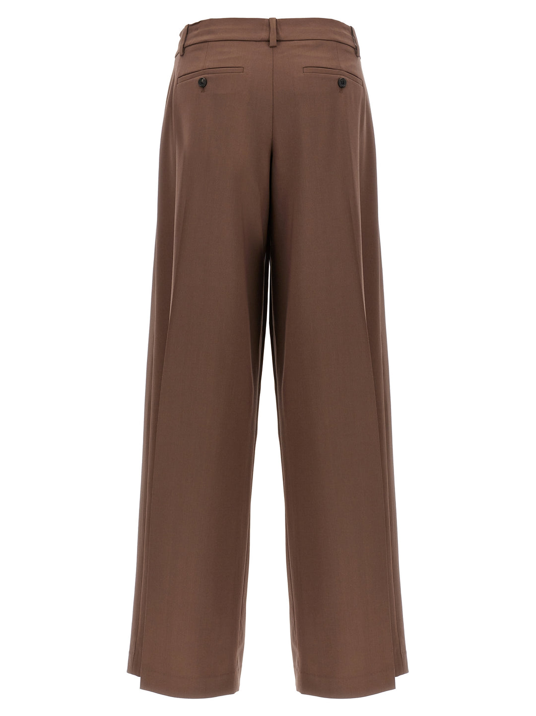 Low Rise Pleated Pants Brown