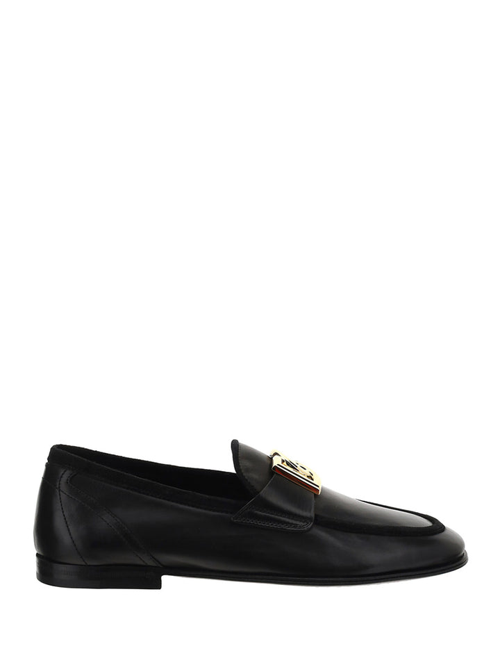 Leather loafer with logo detail