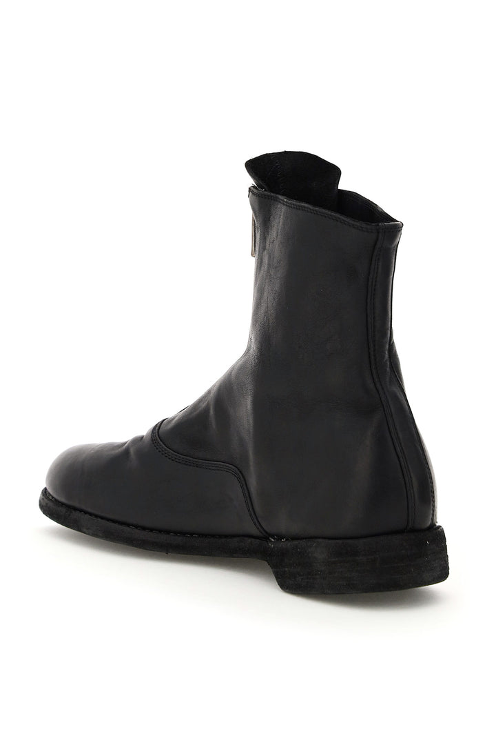 Front Zip Leather Ankle Boots - Guidi - Men