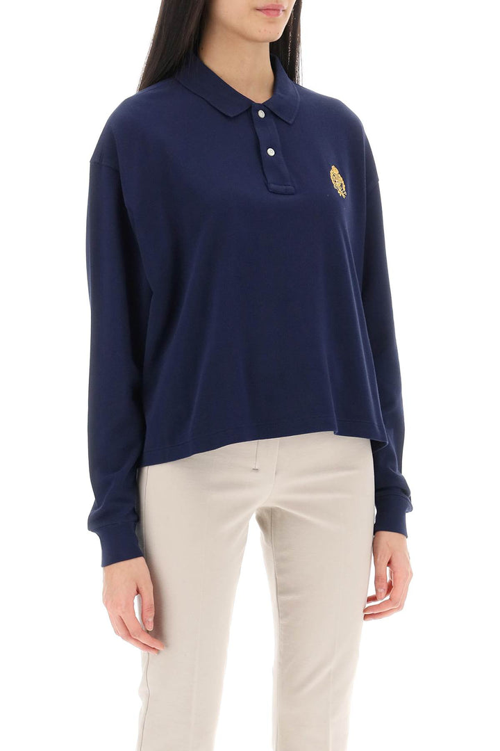 Long Sleeved Polo Shirt With Embroidered Crest - Polo Ralph Lauren - Women