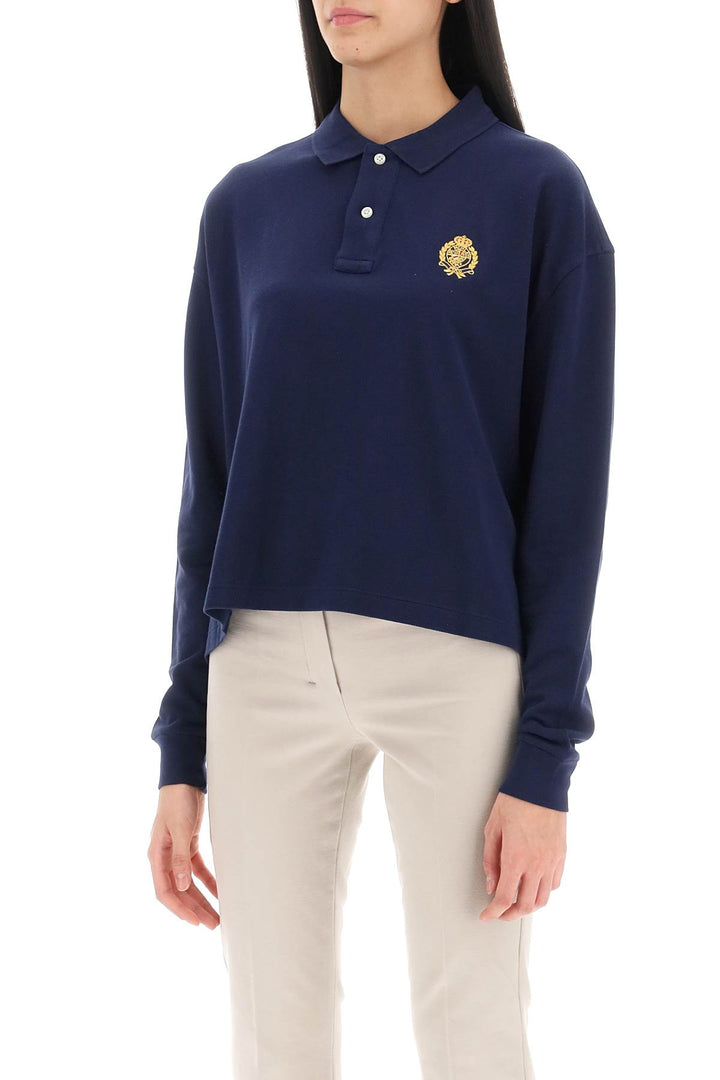 Long Sleeved Polo Shirt With Embroidered Crest - Polo Ralph Lauren - Women