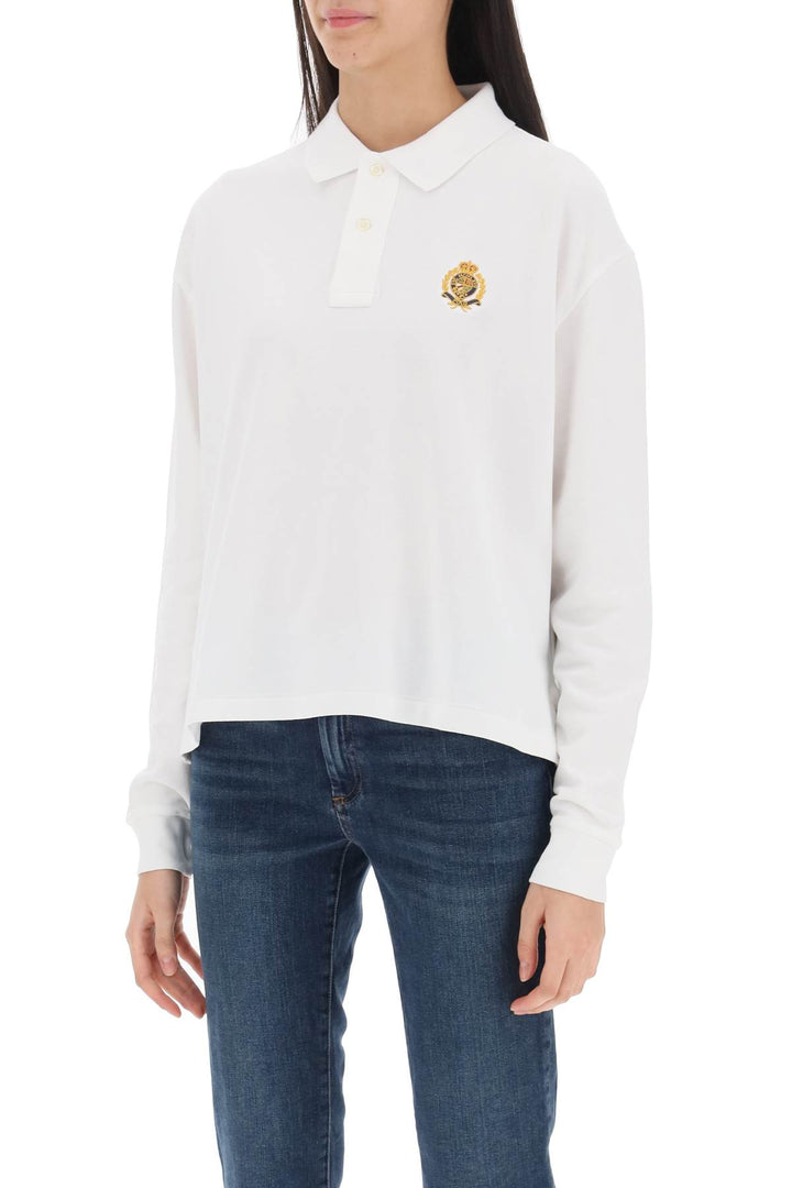 Long Sleeved Polo Shirt With Embroidered Crest - Polo Ralph Lauren - Women