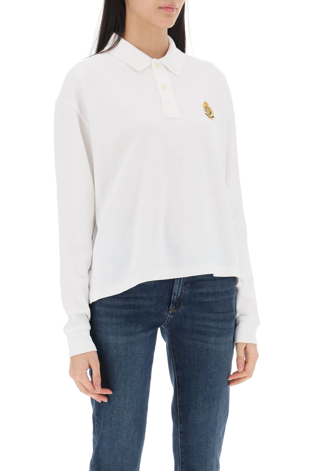 Long Sleeved Polo Shirt With Embroidered Crest - Polo Ralph Lauren - Women