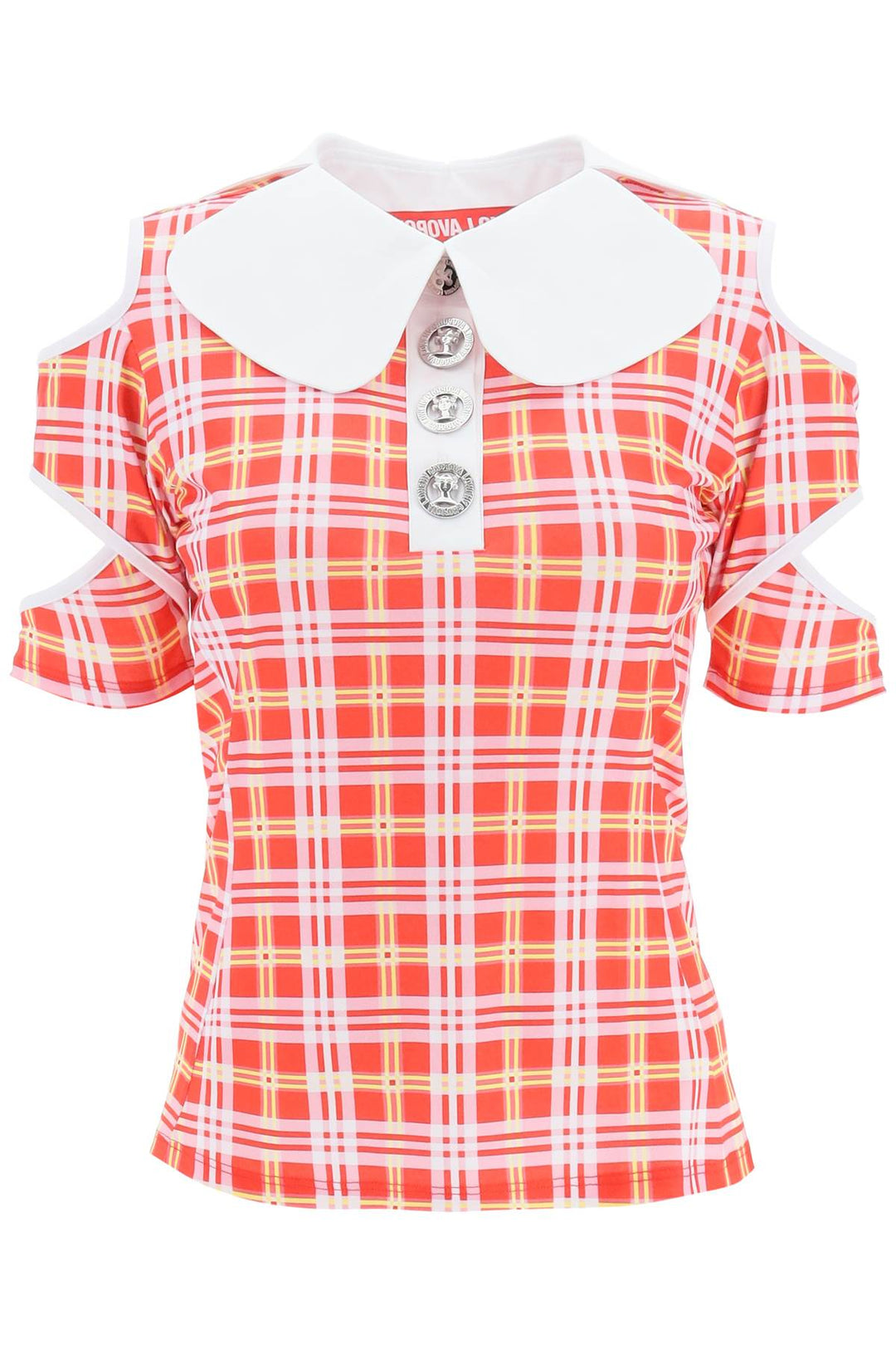 Tartan Motif Cut Out Polo Shirt - Chopova Lowena - Women