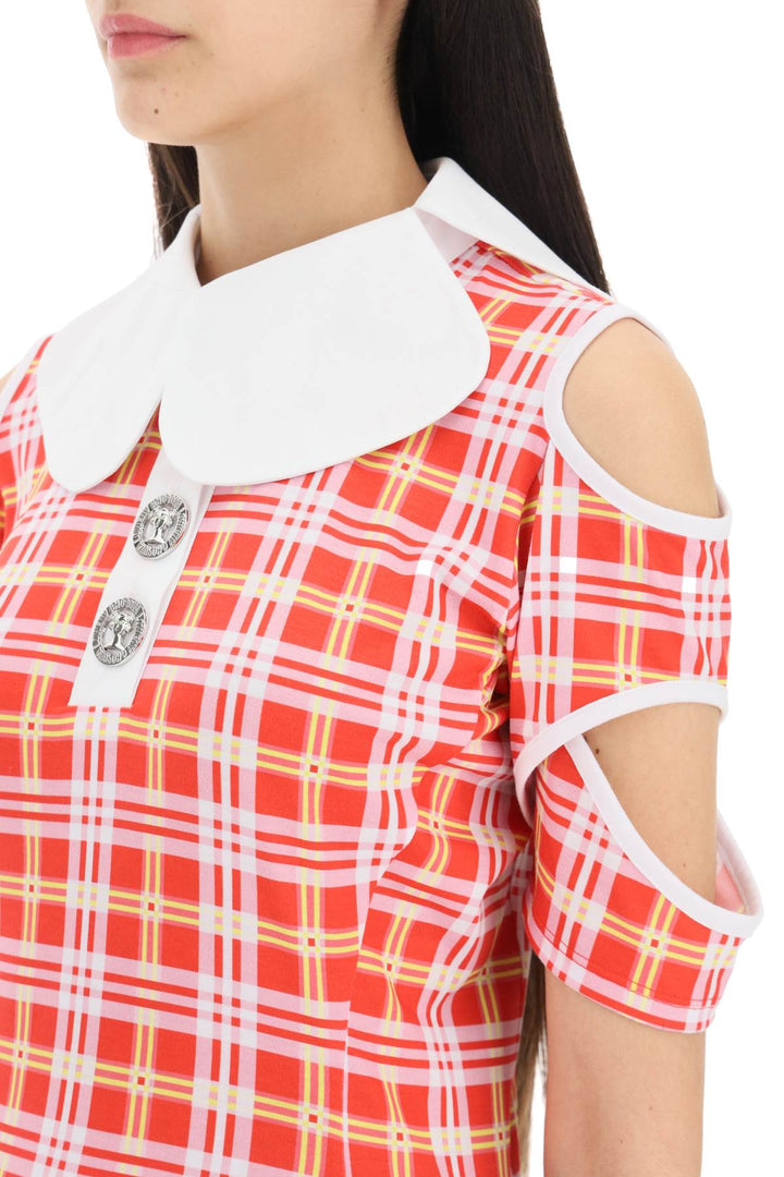 Tartan Motif Cut Out Polo Shirt - Chopova Lowena - Women