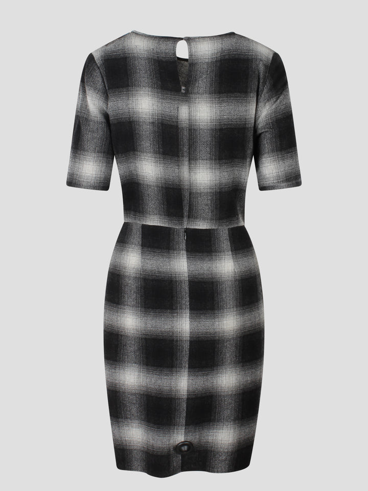 Lacing checked dress