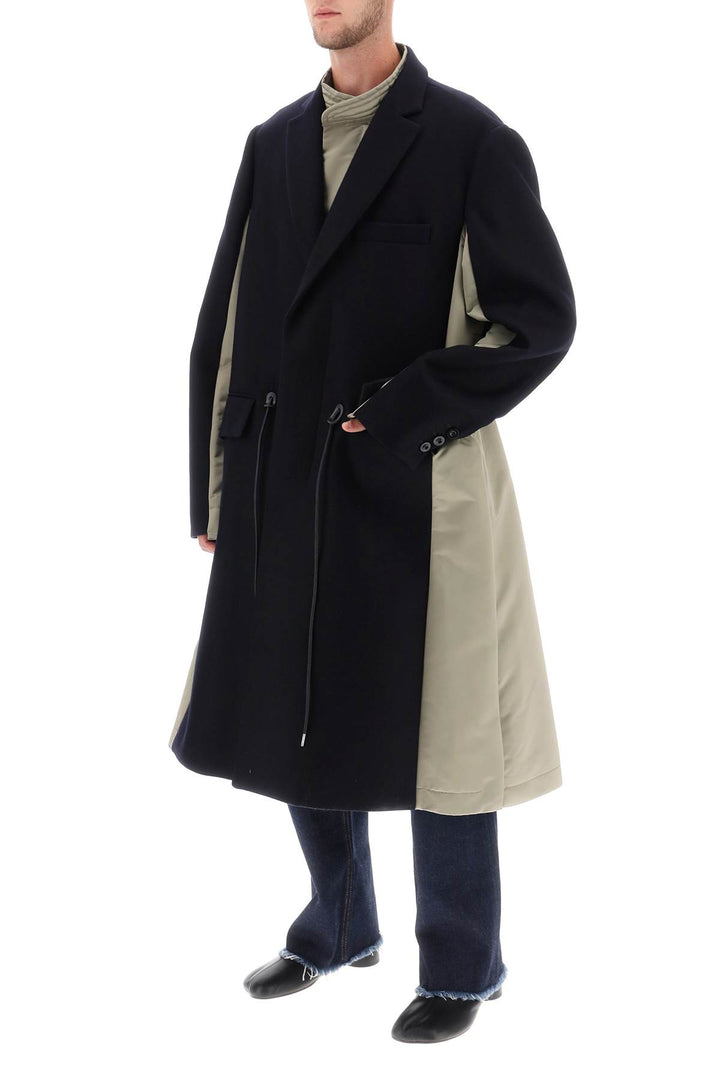 'Melton' Dual Material Coat - Sacai - Men