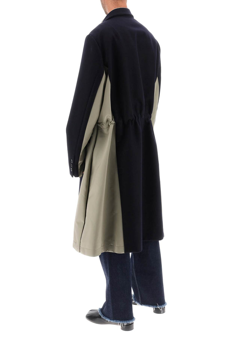 'Melton' Dual Material Coat - Sacai - Men