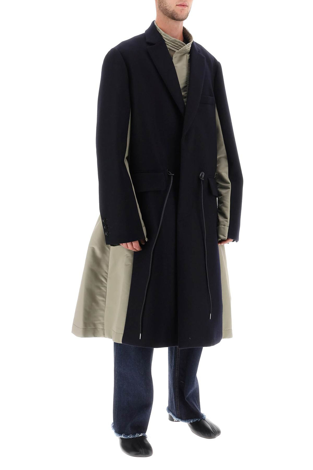 'Melton' Dual Material Coat - Sacai - Men