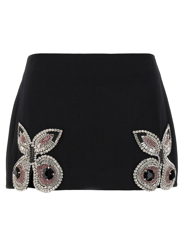 Embroidered Butterfly Mini Skirts Black