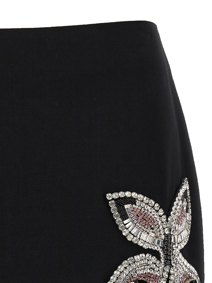 Embroidered Butterfly Mini Skirts Black